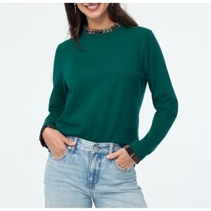J.Crew Tartan ruffle-collar‎ Green pullover Shirt XS